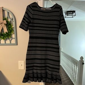 Taylor Black and Beige Sweater Dress